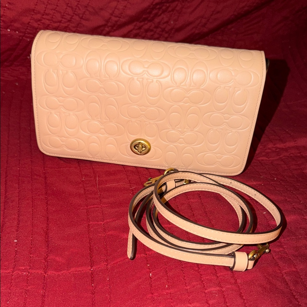 Coach Beige Embossed Crossbody Bag